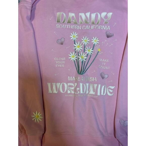 NWT Dandy “Make a Wish” Pink Graphic Sweatshirt / Oversized Crewneck XL - Picture 5 of 7